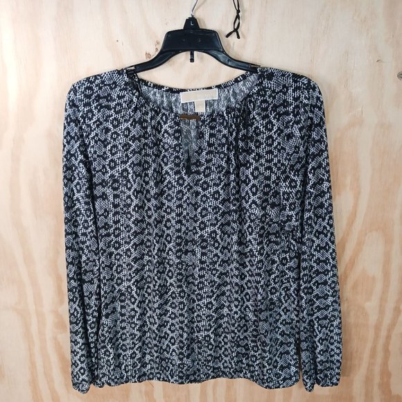 MICHAEL KORS WOMENS MEDIUM ANIMAL SNAKE SKIN PRINT BLUSE - Picture 10 of 11